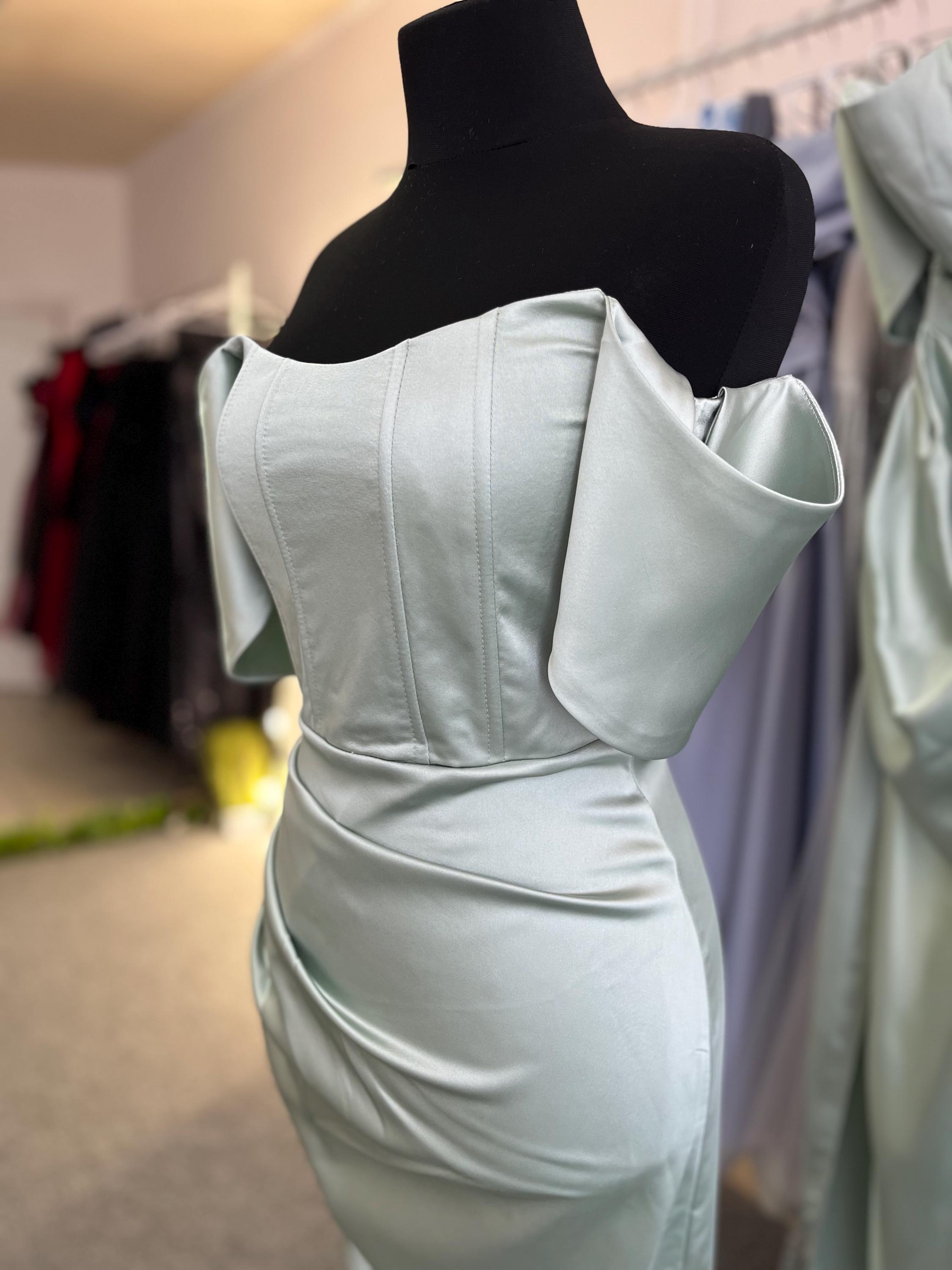 sage green satin corset dress Sage Corset Soft Satin Gown Sage / 6