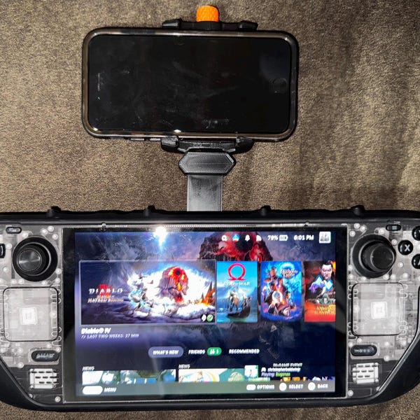 Ergonomische Betthalterung für Steam Deck/ROG Ally mit Kill Switch Case