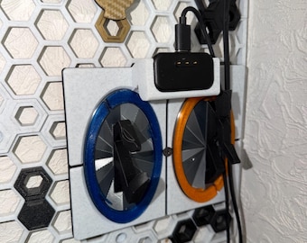 Steam Controller Wall Mount Charging Dock | Portal Themed Controller Holder | 3D Printed Game Room Decor | Fits Magnetic Charging Puck