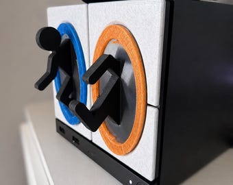 Valve Steam Machine Custom Faceplates – Blue & Orange 3D Portals with Figures – Front Cover  Many Styles available. DM for custom creations