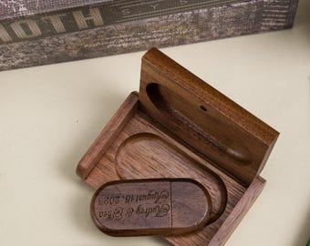 Custom Engraved Wooden USB Drive & Box: Personalized Keepsake