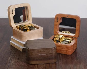 Personalized Music Box, Custom Engraved Wooden Music Box, Gift for Wife, Romantic Couples Gift, Anniversary Gift, Custom Music Box