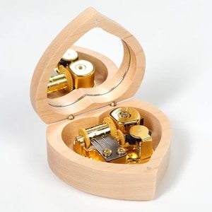 Custom Heart Engraved Wooden Music Themed Box | BTS Anime Music Box | Vintage Music box Gift for Wife | Classical Couples Gift Music Box