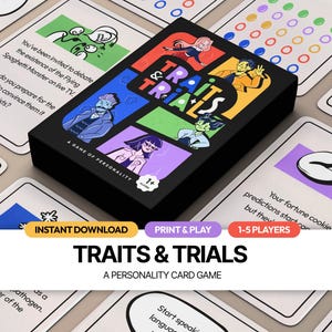 Rasgos y Pruebas - Un Juego de Personalidad / Juego de Cartas para Imprimir y Jugar