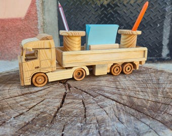 Handmade Wooden Truck Toy, Eco-Friendly Kids Gift