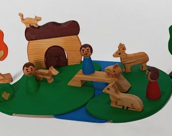 Handmade Wooden Farm Animal Toy Set | Montessori Toys