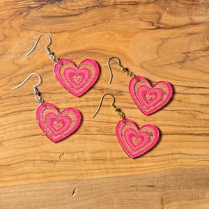 Sparkle Heart Earrings, Valentine’s Day, Gift Ideas, Hearts, Pink Theme, Love