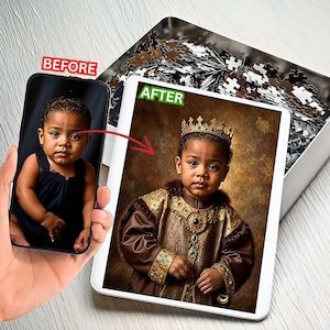 Custom Photo Jigsaw Puzzle Wall Art, Turn Your Baby Royal Faceswap Puzzles, Wedding, Couples Puzzle, Gift for Mom, Personalized Puzzles.