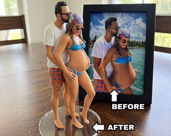 Custom Action Figurine Pregnant Bobblehead, Handmade Pregnancy Statue, Expecting Mother Gift, Personalized Mom-to-Be Sculpture, Midwife Gift