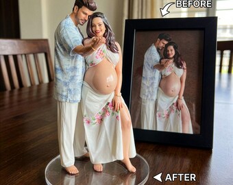 Custom Action Figurine Pregnant Bobblehead, Custom Pregnant Mom Gift, Gift for Pregnant Mother, Anniversary Gift for Her, Pregnancy Figurine