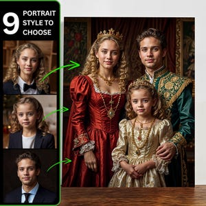 Custom Royal Couple Portrait from Photo, Family Portrait, Turn Me Royal, Photo Retouching, King and Queen, Anniversary Idea, Wedding Gift.