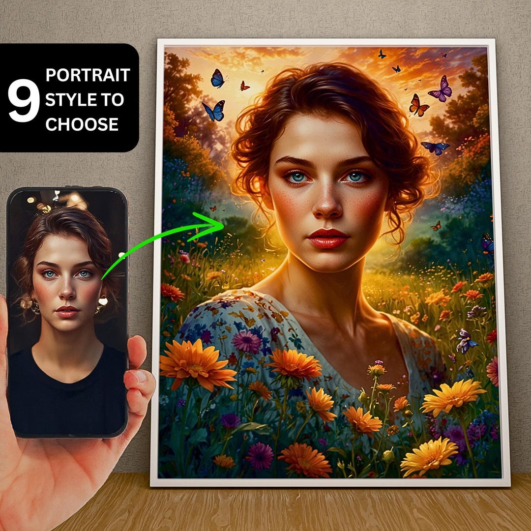 Custom Victorian Lady With Flowers Portrait, Vintage Floral Rose Art ...