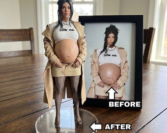 Custom Action Figurine Pregnant Bobblehead | Pregnant Mom Figurine, Expecting Mother Gift, Baby Shower Statue, Pregnancy Photoshoot Keepsake