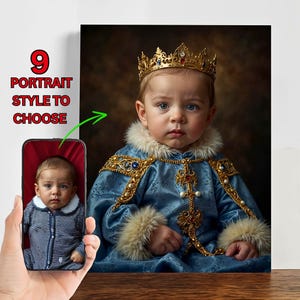 Custom Royal Baby Portrait From Photo, Face Swap, Portrait of Child, Children Portrait, Baby Boy/Girl Portrait, Cute Baby, Newborn Wall Art.