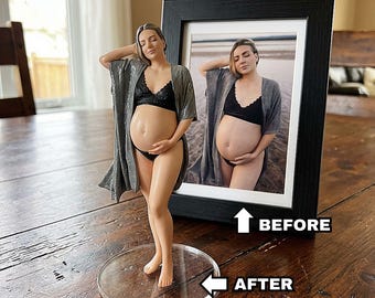 Custom Action Figurine Pregnant Mom Bobblehead | Pregnancy Statue, Expectant Mothers Gift, First Mother’s Day Keepsake, Mom-to-Be Gift Idea