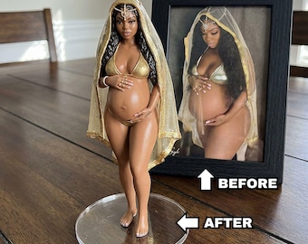 Custom Action Figurine, Pregnant Bobblehead, Mom-to-Be Statue | Pregnancy Gift, First Mother’s Day, Baby Shower Keepsake, Expectant Mom Gift