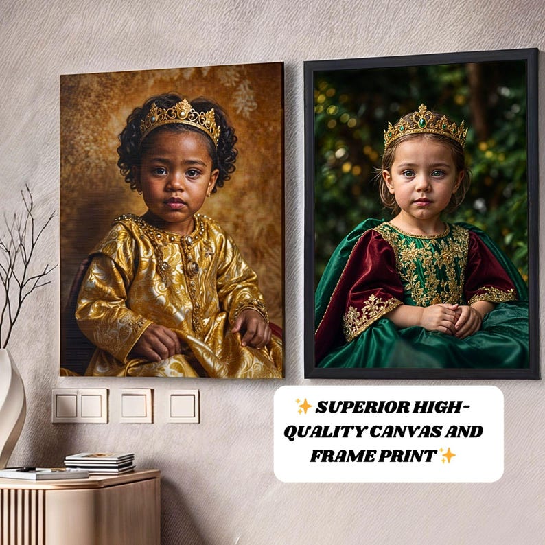 Custom Royal Baby Portrait From Photo, Face Swap, Portrait of Child, Children Portrait, Baby Boy/Girl Portrait, Cute Baby, Newborn Wall Art.