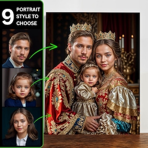 Custom Royal Couple Portrait from Photo, Make Me Royal, Family Portrait, Anniversary, Wedding Gift, Renaissance King & Queen, Photo Editing.