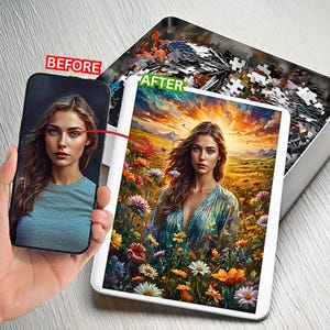 Custom Victorian Lady Puzzle From Your Photo, Classical Puzzle, Floral Puzzle, 252-1000 Pieces Puzzle, Vintage Puzzle, Personalized Puzzle.