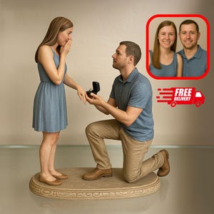 Custom Wedding Bobbleheads – Personalized 3D Bride and Groom Figurines – Engagement Gift, Wedding Cake Topper, or Couple Anniversary Gift.