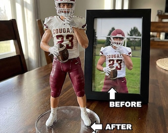 Figuras de acción realistas personalizadas, figura de fútbol 3D, regalo personalizado para hombres y mujeres, atletas, entrenadores, amantes del deporte, juguete de futbolista.