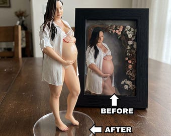 Custom Action Figurine Pregnant Bobblehead | Handmade Pregnancy Sculpture, New Mom to Be Gift, Baby Shower Gift, Midwife Appreciation Gift