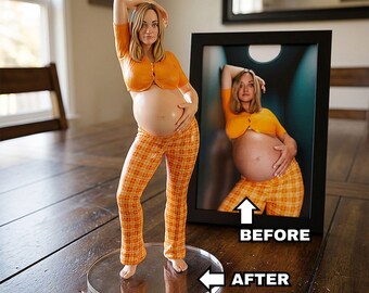 Custom Action Figurine Pregnant Bobblehead | Mom-to-Be Sculpture, First Mother’s Day Gift, Baby Shower Present, Expectant Mother Figurine