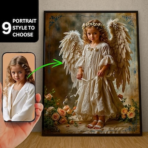 Custom Angels Girl Kids Portrait From Photo, Daughter Angelic Kids Portrait, Religious Art, Little Angel, Christian Art, Jesus Art, Bible