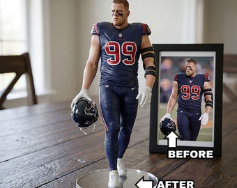 Custom Realistic Action Figurines From Photo, Bobblehead, 3D Printed Football Figurine, Sport, Gift for Football Player, Athletes Art Gift.