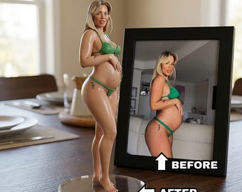 Custom Action Figurine Pregnant Woman Bobblehead | Personalized Pregnancy Statue, Baby Shower Gift, New Mom Gift, Mother’s Day Sculpture.