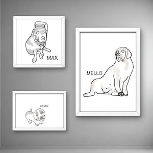 Ritratto personalizzato minimalista di un animale domestico – Opera d'arte digitale disegnata a mano / Disegno personalizzato di un animale domestico / Ritratto unico di un cane e un gatto / Opera d'arte commemorativa di un animale domestico