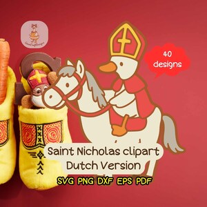 Sinterklaas Clipart Bundel – 40 PNG, Schattige Sint & Pieten Illustraties, WhatsApp Stickers