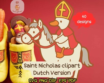 Sinterklaas Clipart Bundle, Holländischer Urlaub PNG SVG, Gans Stil (Digitaler Download)