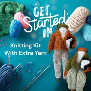 Frogs with their books KNITTING KIT -Everything you need of highest quality to knit Little Frog DIY Knitting  Kit , Cute Frog  Knitting kit