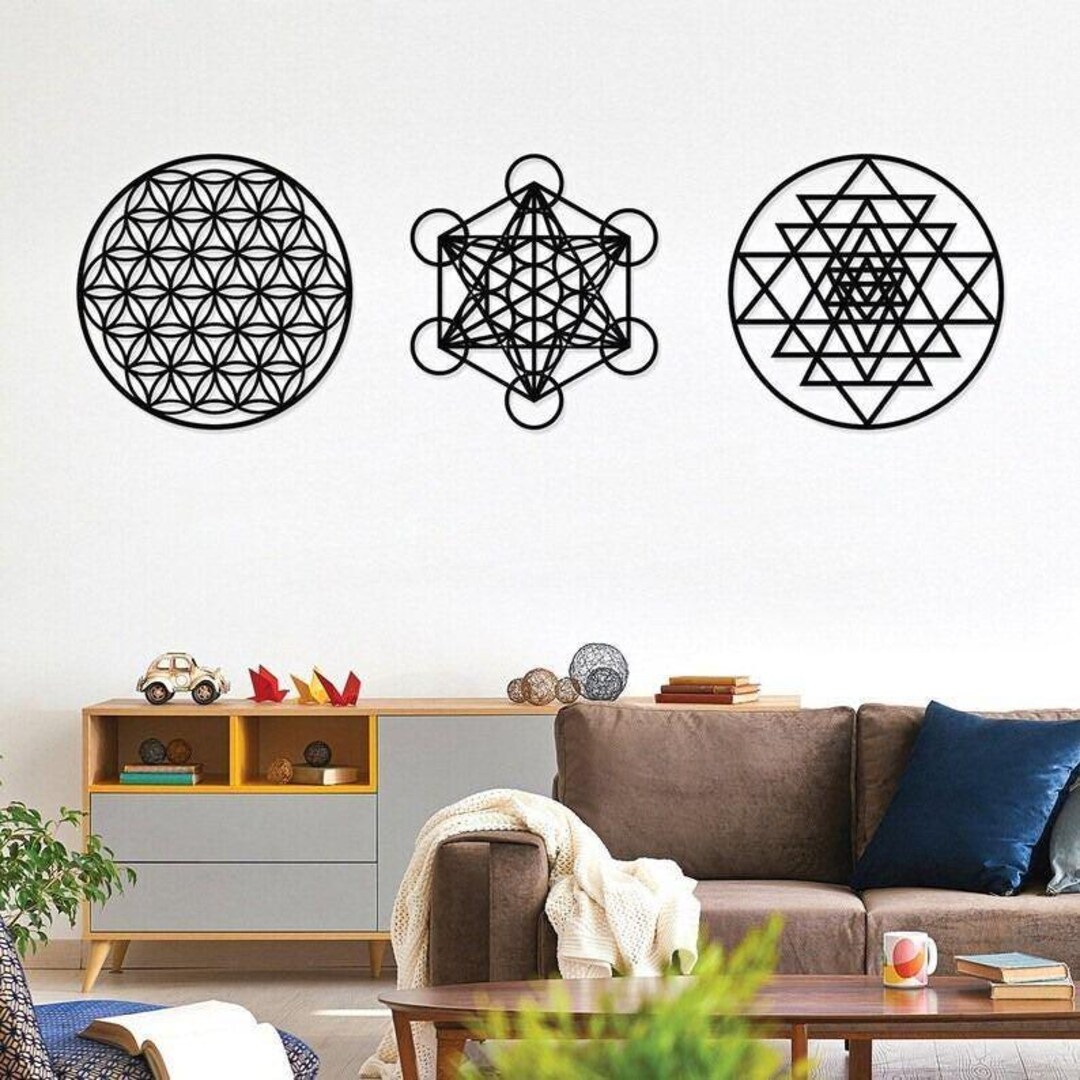 Office Decor, Metal Wall Art, Metatrons Cube Geometry Unique Modern ...