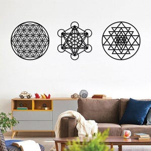 Office Decor, Metal Wall Art, Metatrons Cube Geometry Unique Modern Decoration for Living Room ,  Housewarming Gift