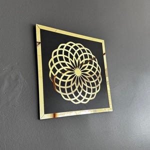 Sacred Geometry Art, Housewarming Gift, Sacred Geometry SET OF 4 Wooden Acrylic Wall Art Flower of Life, Metatrons