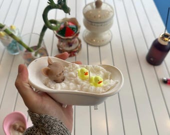 Vela de bañera kawaii: Osito y patitos hechos a mano