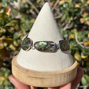 Vintage Sterling Silver 925 Abalone Shell Bracelet | 7 - 7 3/4 inches Abalone Shell | Abalone Shell Jewelry