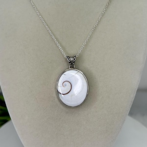 Vintage Sterling Silver 925 Shiva Shell Pendant with Free Chain | Shiva Shell Jewelry