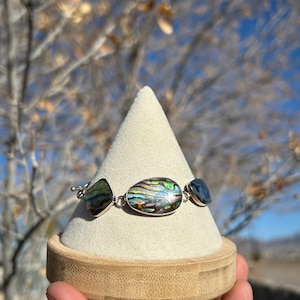 Vintage Sterling Silver 925 Abalone Shell Bracelet | 7 - 7 1/2 inches Abalone Shell