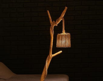 unique floor lamp tree branch / wood floor lamp /  bedroom floor lamp \ wood decor \ housewarming gift \ samsara lamp