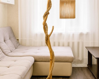 Handmade Wooden Floor Lamp/ Rustic Style Lamp for Bedroom / Living Room/ Decor for Bedroom/ Living Room/ Organic Wood Lighting