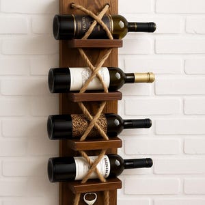 wooden wall wine bottle holder \ wine display \ bar shelf \ rustic shelf \ alcohol storage \ tiered bottle shelf \ floating shelf \  decor