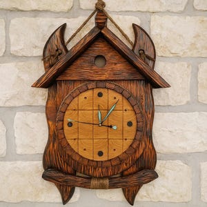 Wooden wall clock / wall art з wood, vintage wall clock