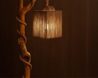 unique floor lamp tree branch / wood floor lamp /  bedroom floor lamp