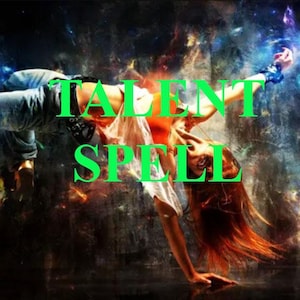 May include: A woman in a dynamic pose with a colorful background. The text "TALENT SPELL" is superimposed on the image.