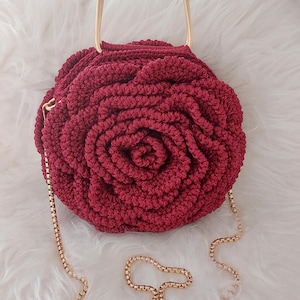 Handmade Crochet Rose Bag: Evening Shoulder Purse
