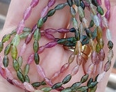 Pink Green Blue Multi Watermelon Tourmaline Micro Faceted Rice Elongated Oval Puff Marquise Beads Full 15 quot Strand for Necklace