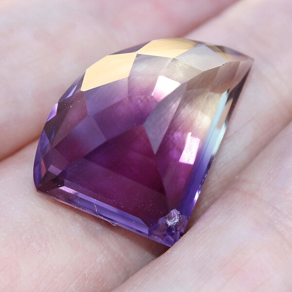 HuGe Top Grade Ametrine Fancy Faceted Free Form BRIOLETTE Drop Focal Pendant Bead 20X15.5mm